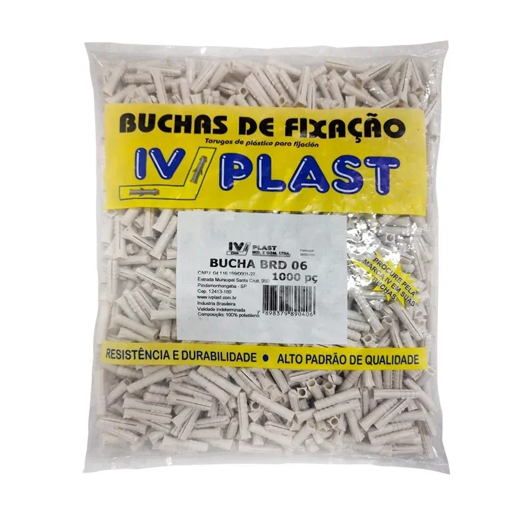Bucha Plástica C/ Anel Nº6 pacote com 100 unidades